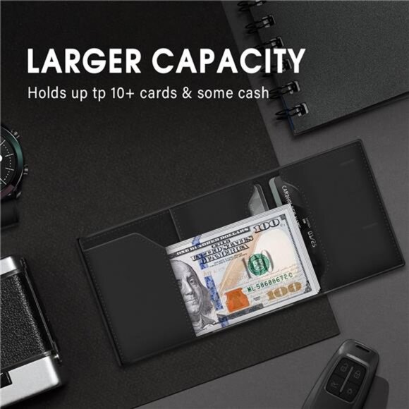 AirTag Wallet Genuine Leather Air Tag Wallet RFID Technology Credit - Picture 4 of 7